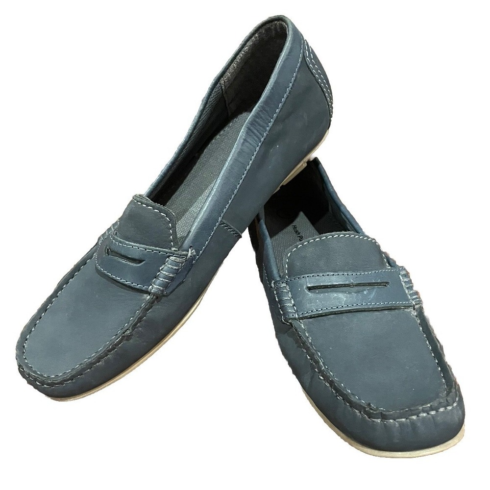 Hush Puppies Penny Loafers Navy Blue Suede Moyen Sz 7‎ EU 38
